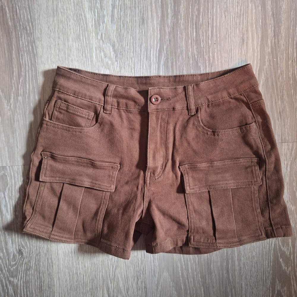 Elleven Brown Cargo Shorts Size Medium E119 Stretch Cotton Utility Pockets